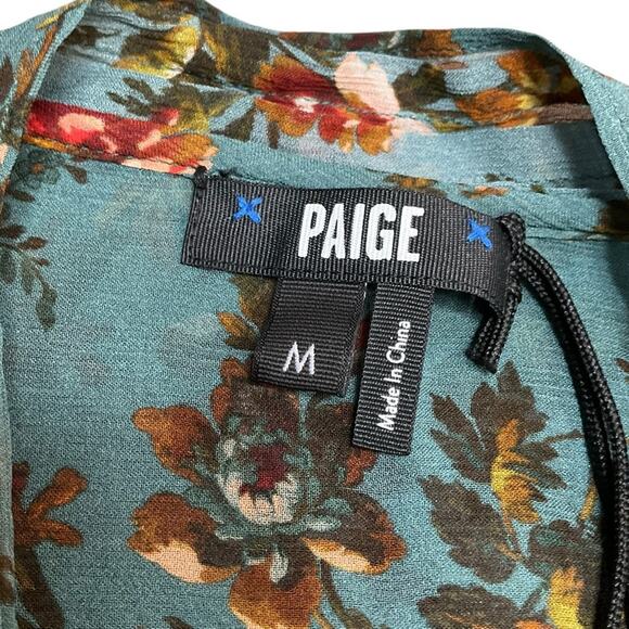 PAIGE Clemency Silk Blouse Green Size Medium NWT - Picture 7 of 15